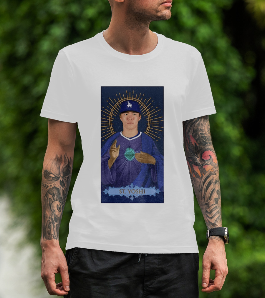 Yoshinobu Yamamoto Dodgers St. Yoshi Halo Icon MLB T-Shirt