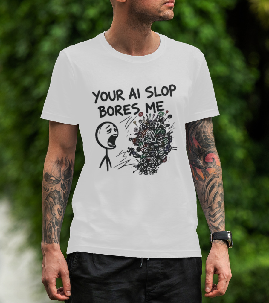 Your AI Slop Bores Me Stick Figure Expression With Colorful Scribbles T-Shirt