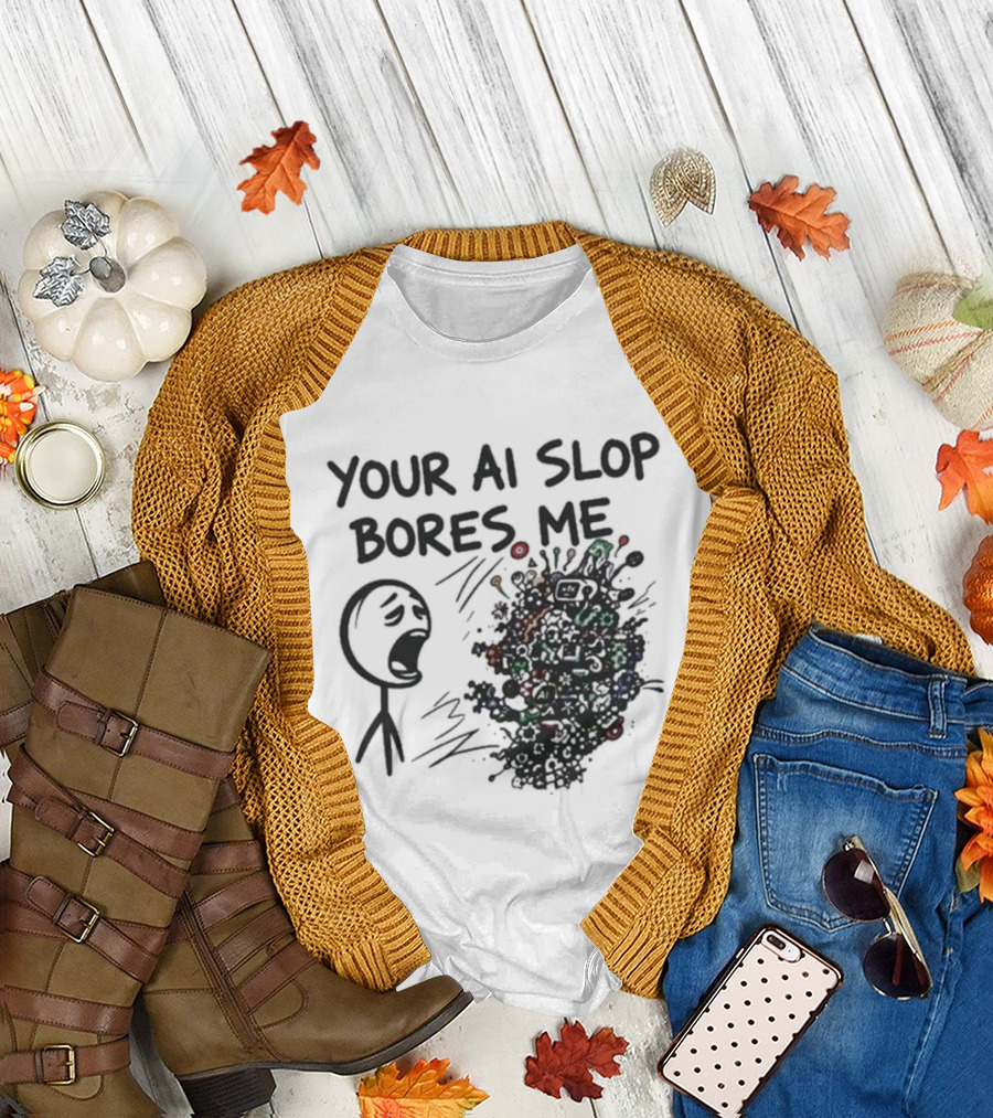 Your AI Slop Bores Me Stick Figure Expression With Colorful Scribbles T-Shirt