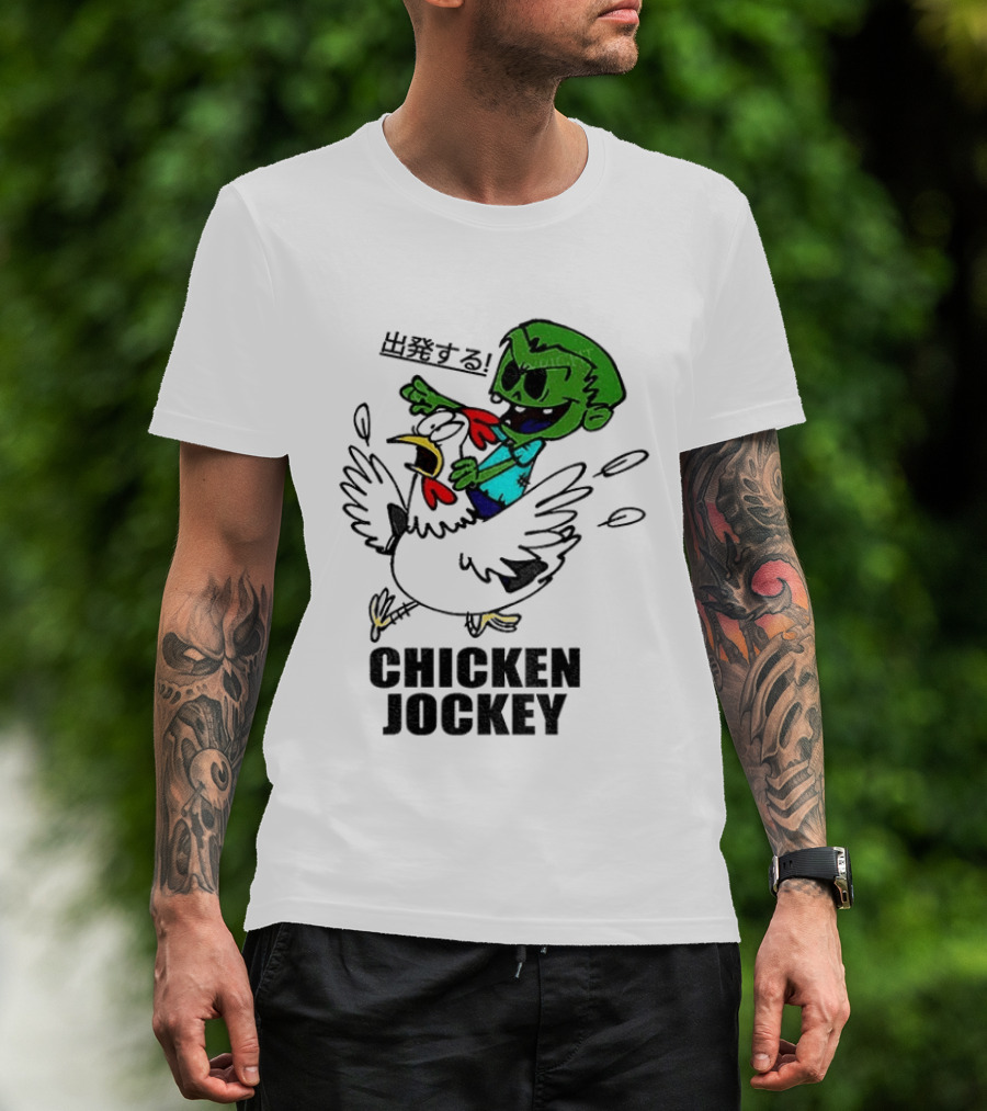 Zombie Chicken Jockey Exclamation Anime T-Shirt