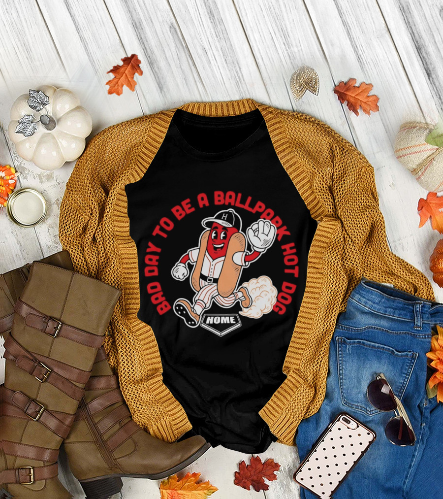 Bad Day To Be A Ballpark Hot Dog Cleveland Baseball Cartoon T-Shirt