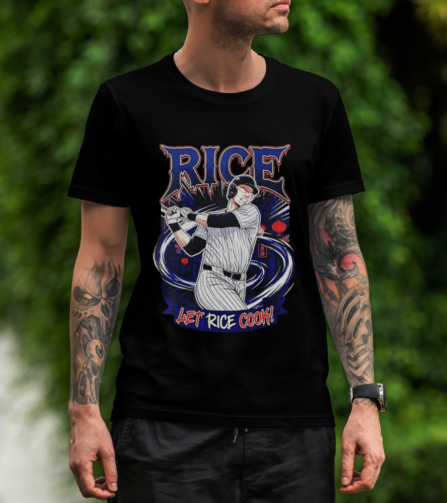Rice Let Rice Cook New York Yankees Baseball Cartoon T-Shirt