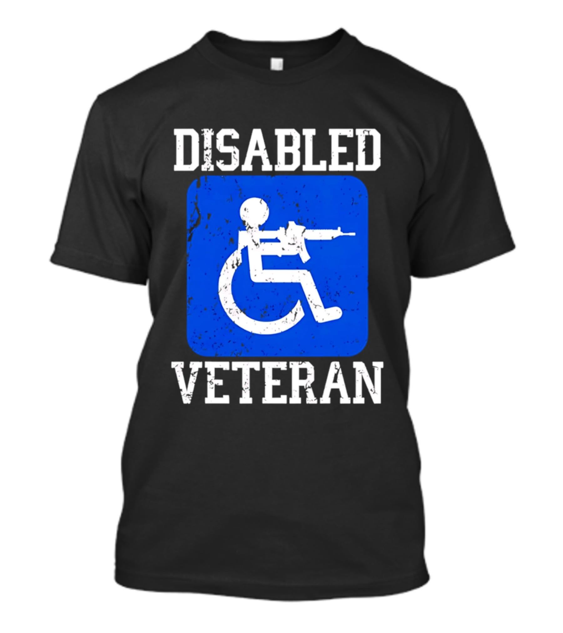 Disabled Veteran Blue Wheelchair Symbol With Gun T-Shirt