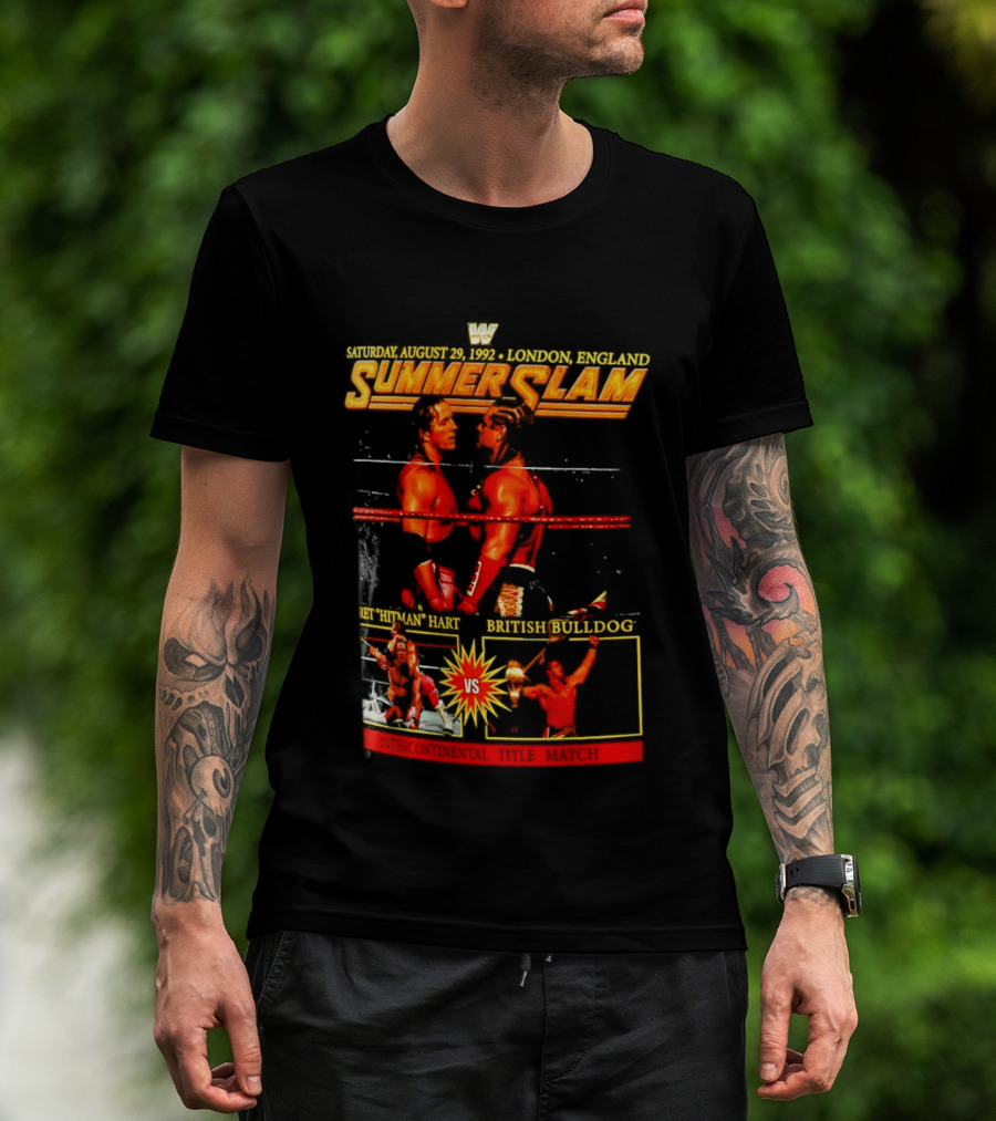 WWF SummerSlam 1992 Bret Hart Vs British Bulldog London England T-Shirt