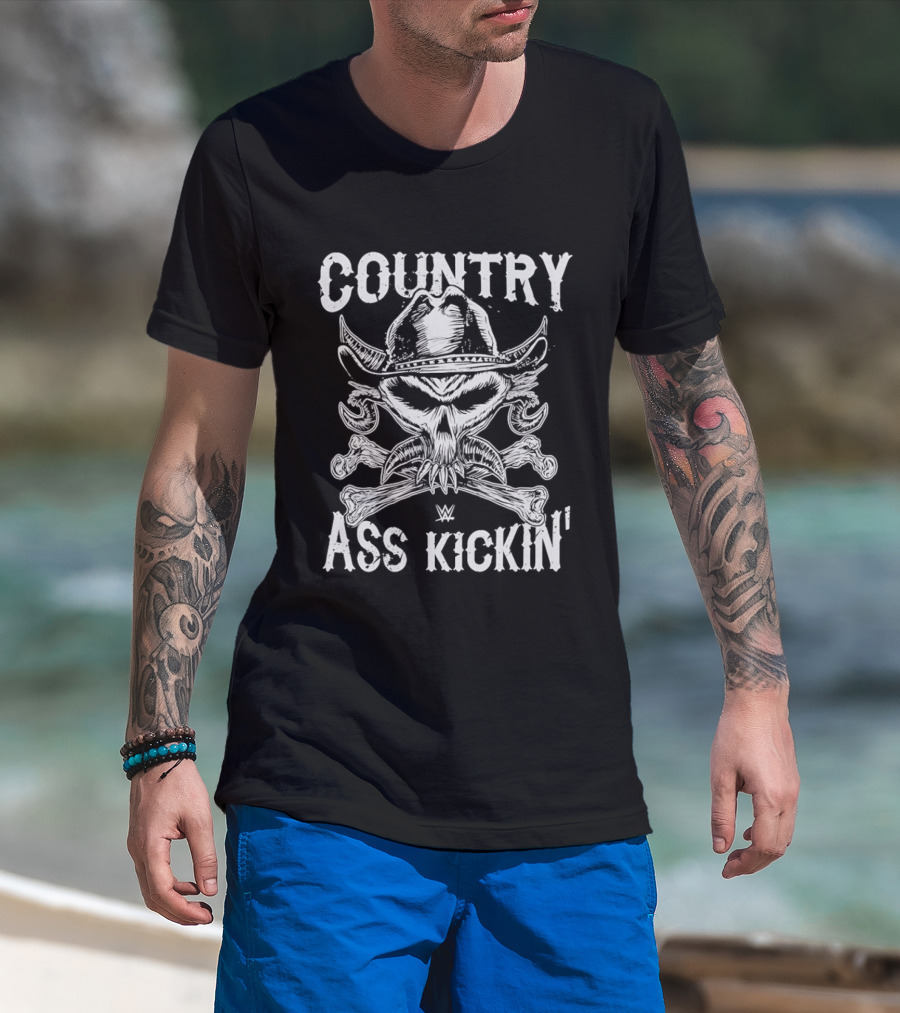 WWE Brock Lesnar Country Ass Kickin Cowboy Skull And Crossbones T-Shirt