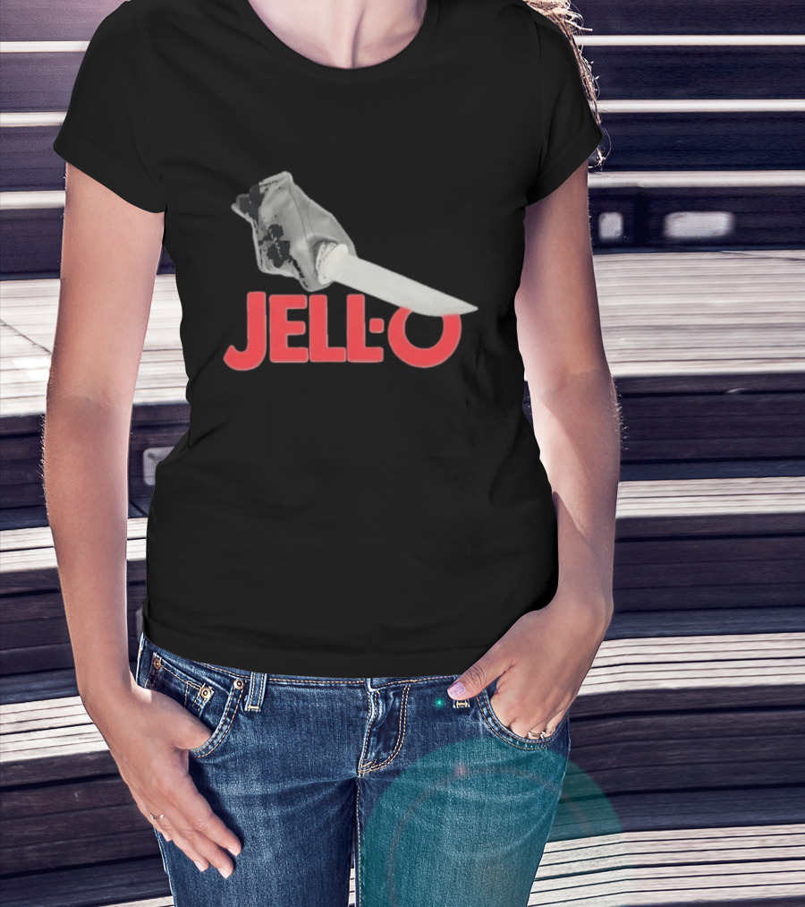 Jello Knife Red Oozing Text And Gloved Dagger T-Shirt