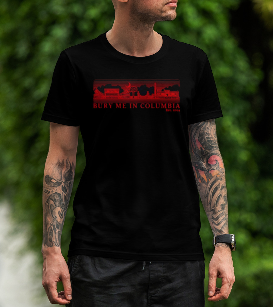 Bury Me In Columbia City Skyline Est 2014 Moon And Trees T-Shirt