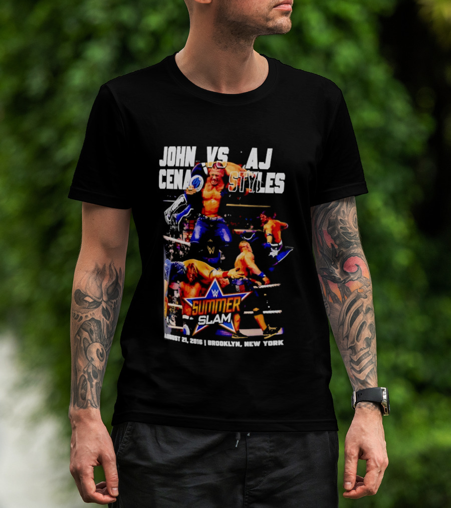 John Cena Vs AJ Styles WWE SummerSlam 2016 Barclays Center August 21 Brooklyn New York T-Shirt