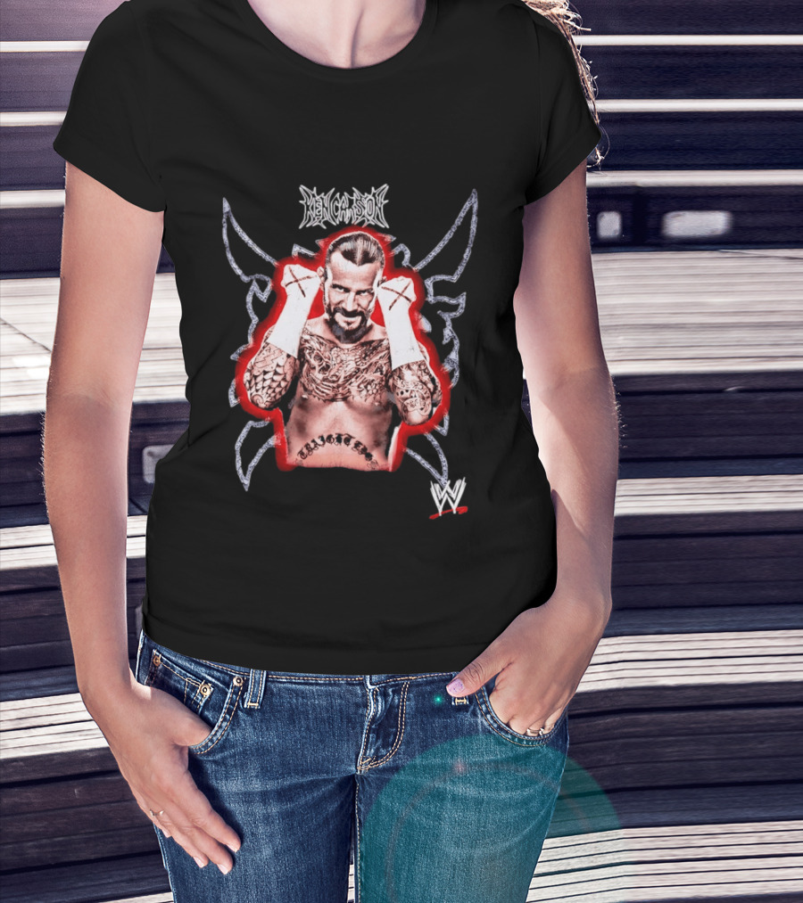 Ken Carson CM Punk WWE Logo Tattooed MMA Fighter T-Shirt