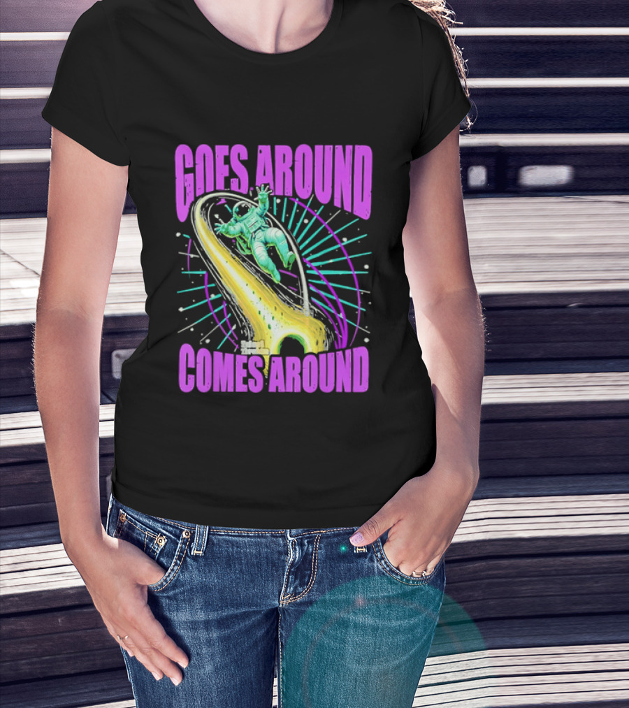 Goes Around Comes Around Astronaut Floating Space Retro Aesthetic T-Shirt