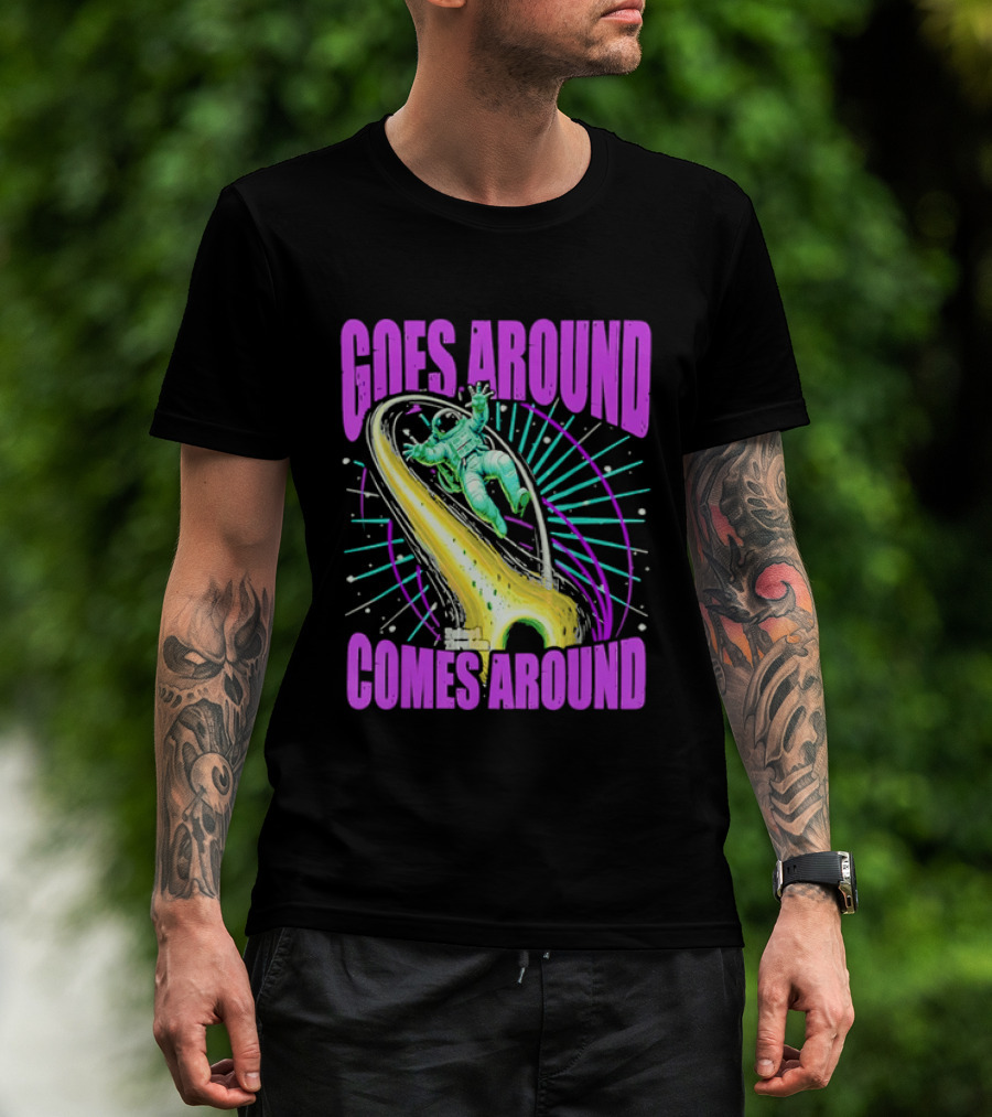 Goes Around Comes Around Astronaut Floating Space Retro Aesthetic T-Shirt