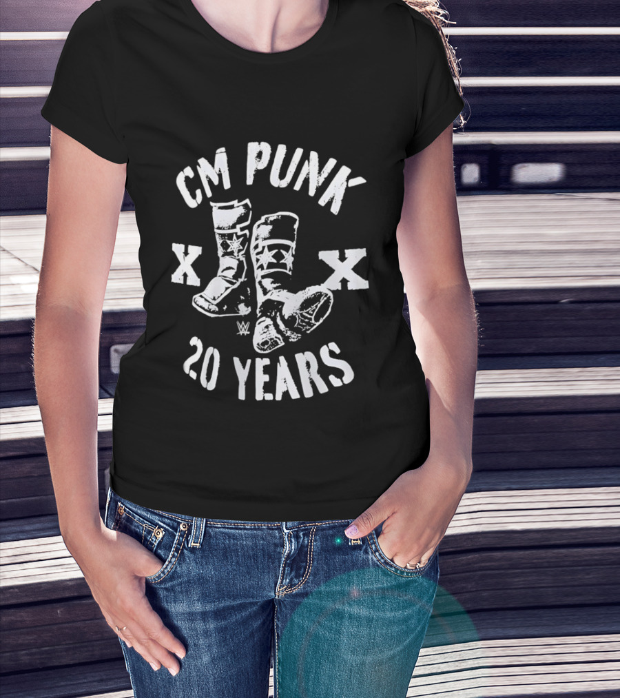 CM Punk 20 Years WWE Boots XX T-Shirt