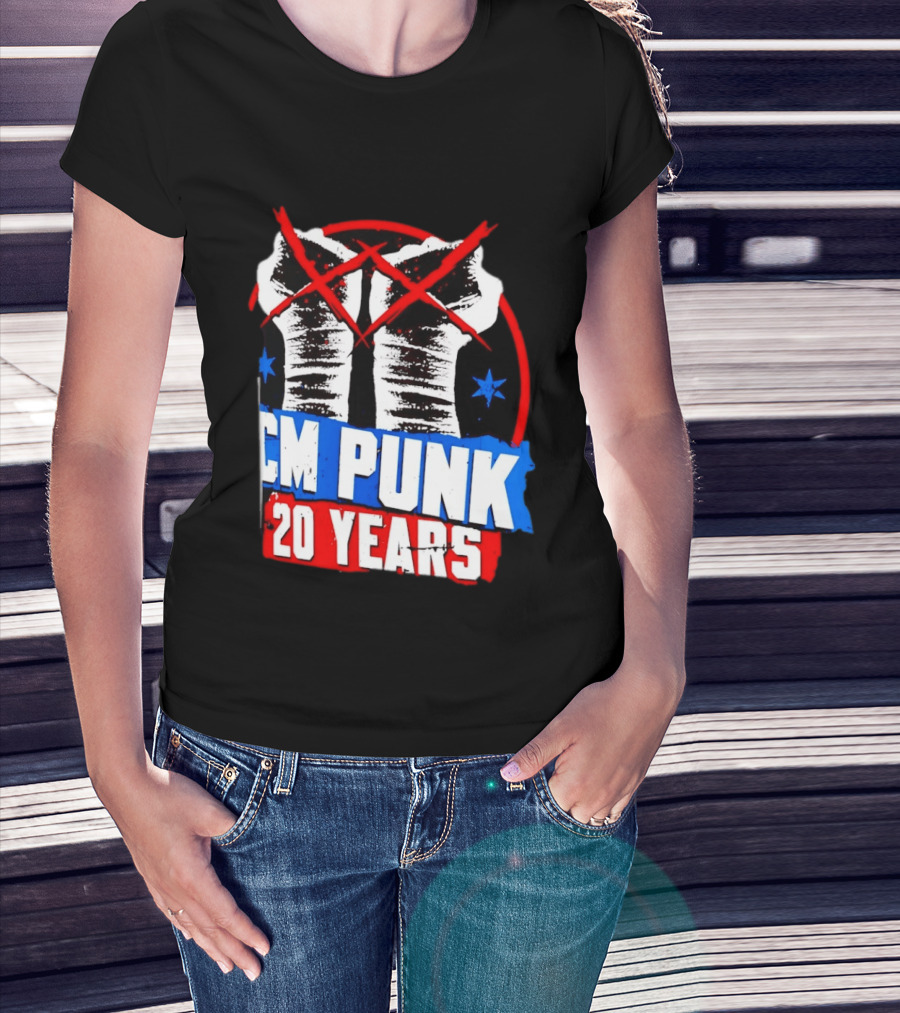 CM Punk 20 Years WWE Fists T-Shirt