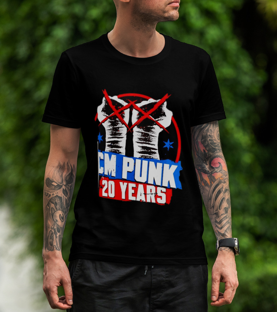 CM Punk 20 Years WWE Fists T-Shirt