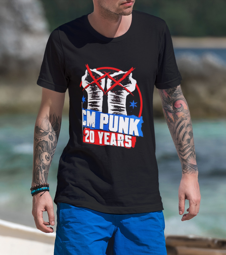 CM Punk 20 Years WWE Fists T-Shirt