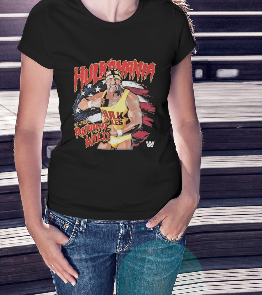 Hulk Hogan Hulkamania Runnin Wild American Flag WWE T-Shirt