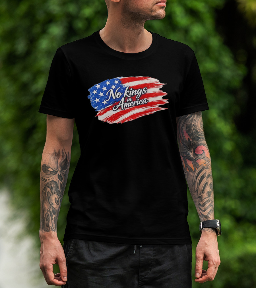 No Kings In America Patriotic Stars And Stripes T-Shirt