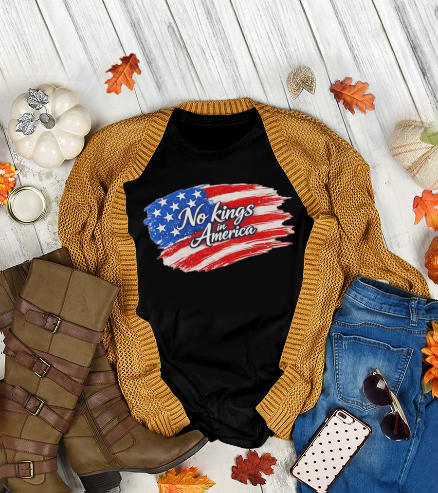 No Kings In America Patriotic Stars And Stripes T-Shirt