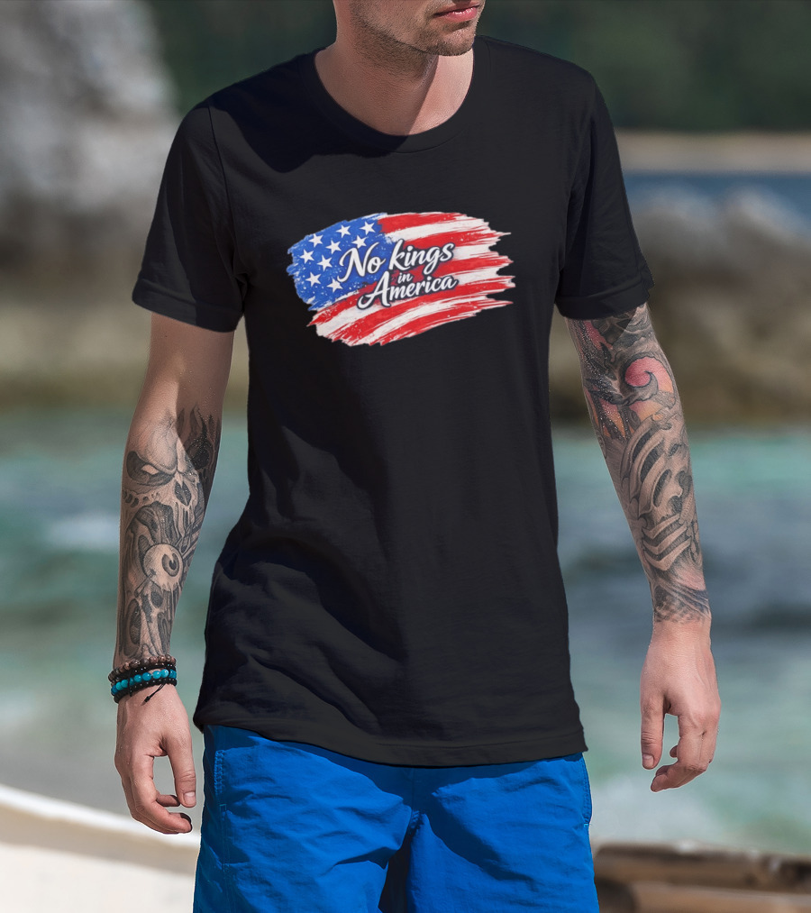 No Kings In America Patriotic Stars And Stripes T-Shirt