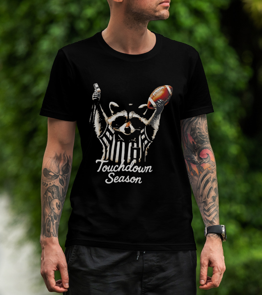 Raccoon Referee Touchdown Season Football Humor T-Shirt