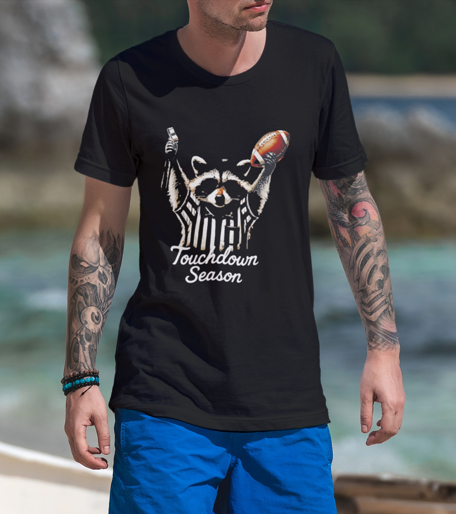 Raccoon Referee Touchdown Season Football Humor T-Shirt