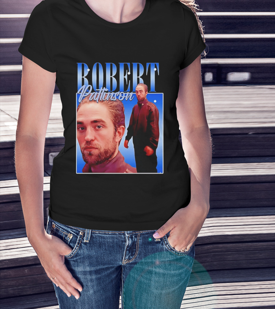 Robert Pattinson Standing Meme Blue Adidas Tracksuit T-Shirt