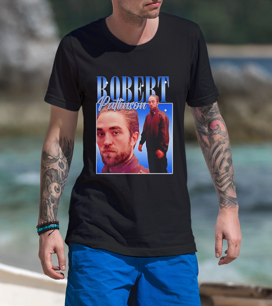 Robert Pattinson Standing Meme Blue Adidas Tracksuit T-Shirt
