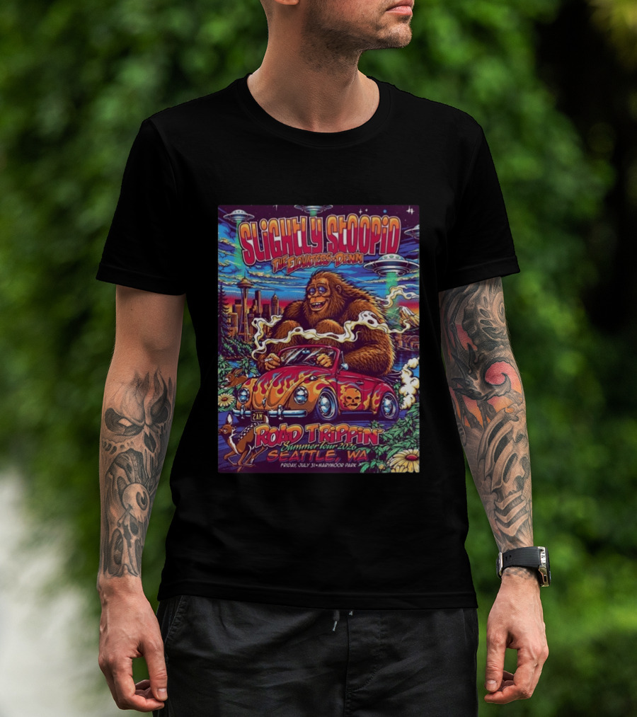 Slightly Stoopid Road Trippin Summer Tour 2026 Seattle WA July 31 Marymoor Park T-Shirt