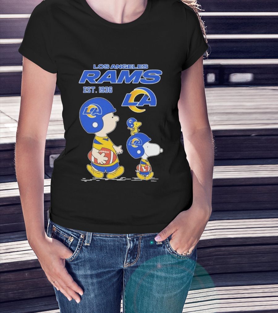 Snoopy Charlie Brown Los Angeles Rams 1936 Football Team LA T-Shirt