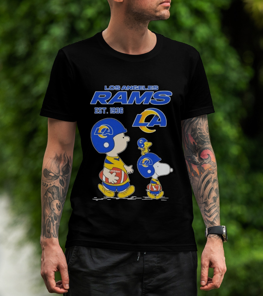 Snoopy Charlie Brown Los Angeles Rams 1936 Football Team LA T-Shirt