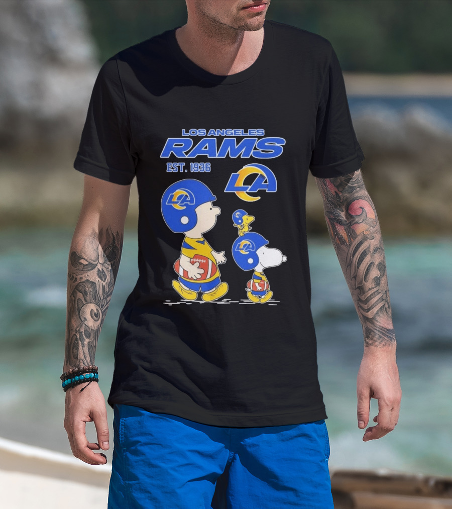 Snoopy Charlie Brown Los Angeles Rams 1936 Football Team LA T-Shirt