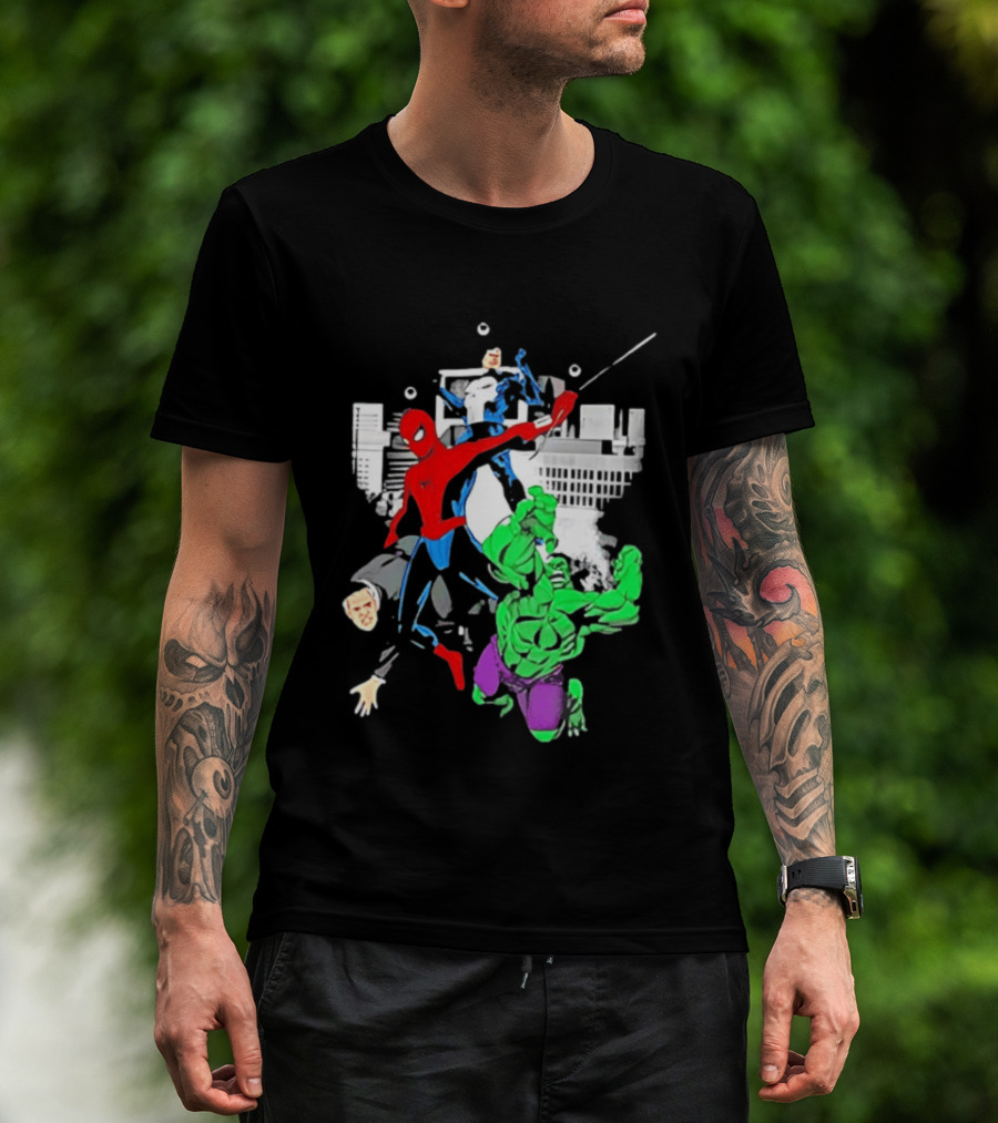 Spider Man The Punisher And The Hulk Marvel Comic Heroes Collage T-Shirt
