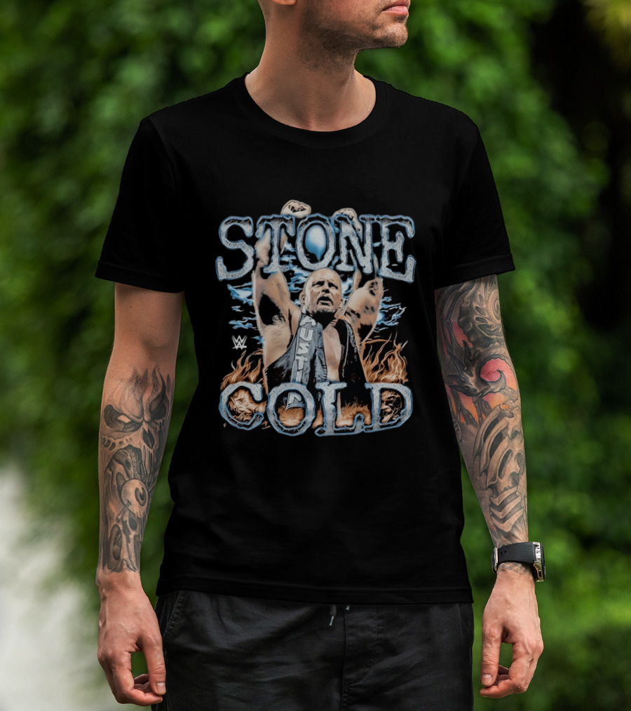 Stone Cold Steve Austin WWE Ice And Flames Iconic Wrestling T-Shirt