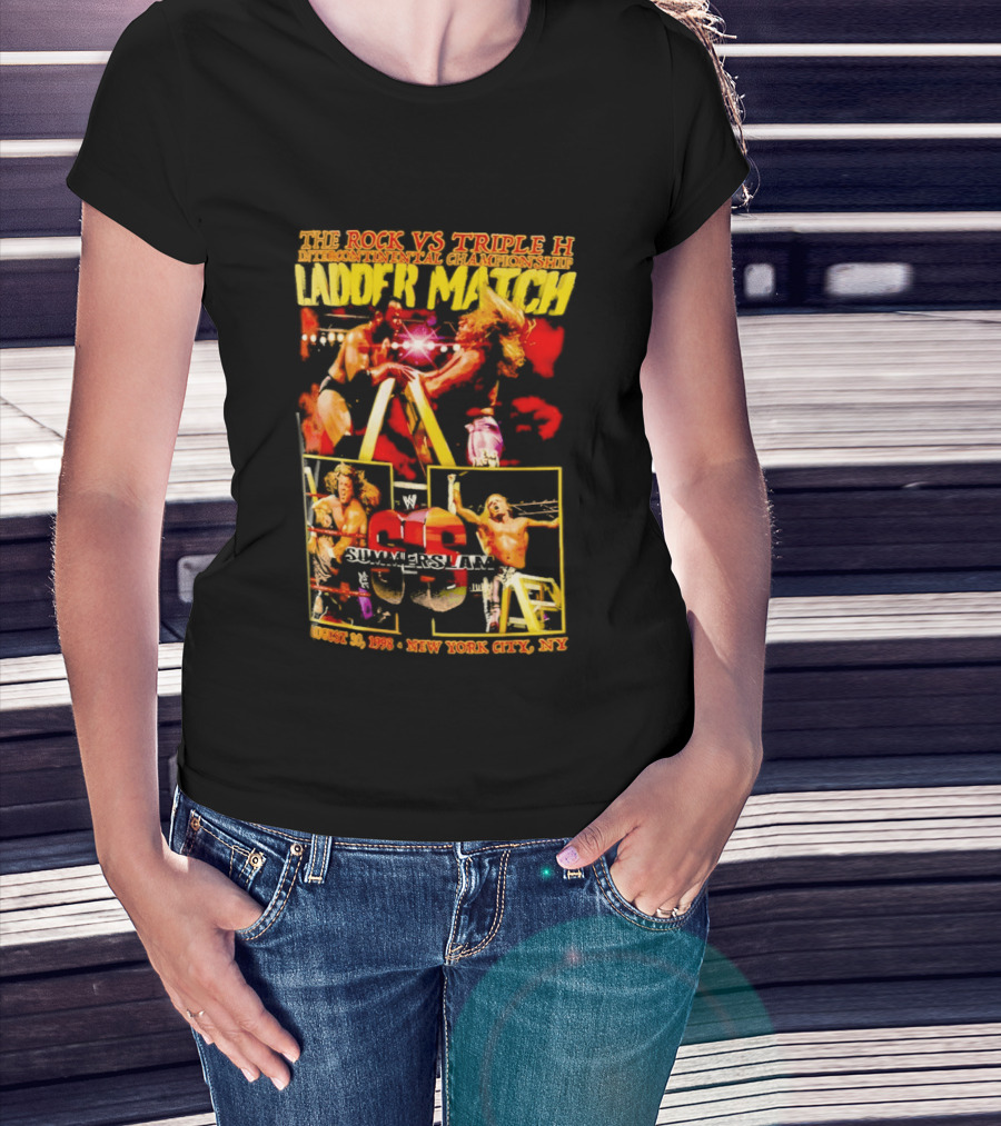 WWE SummerSlam 1998 The Rock Vs Triple H Ladder Match Intercontinental Championship New York City T-Shirt