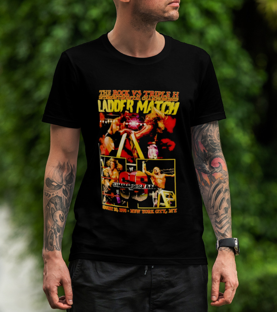 WWE SummerSlam 1998 The Rock Vs Triple H Ladder Match Intercontinental Championship New York City T-Shirt