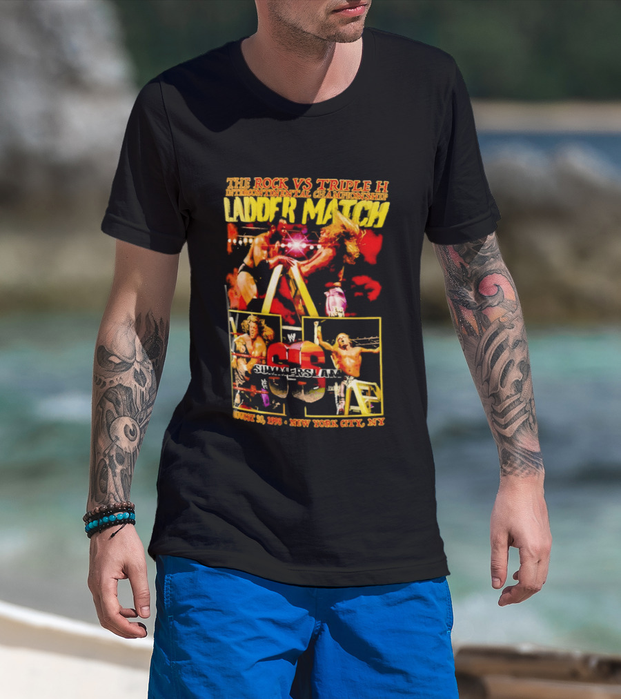 WWE SummerSlam 1998 The Rock Vs Triple H Ladder Match Intercontinental Championship New York City T-Shirt