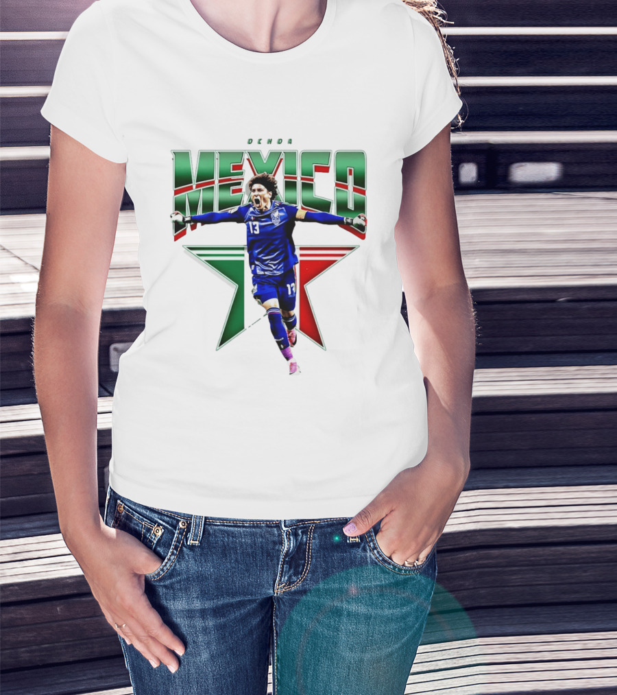 Ochoa Mexico 13 Goalkeeper Tri Color Starburst T-Shirt