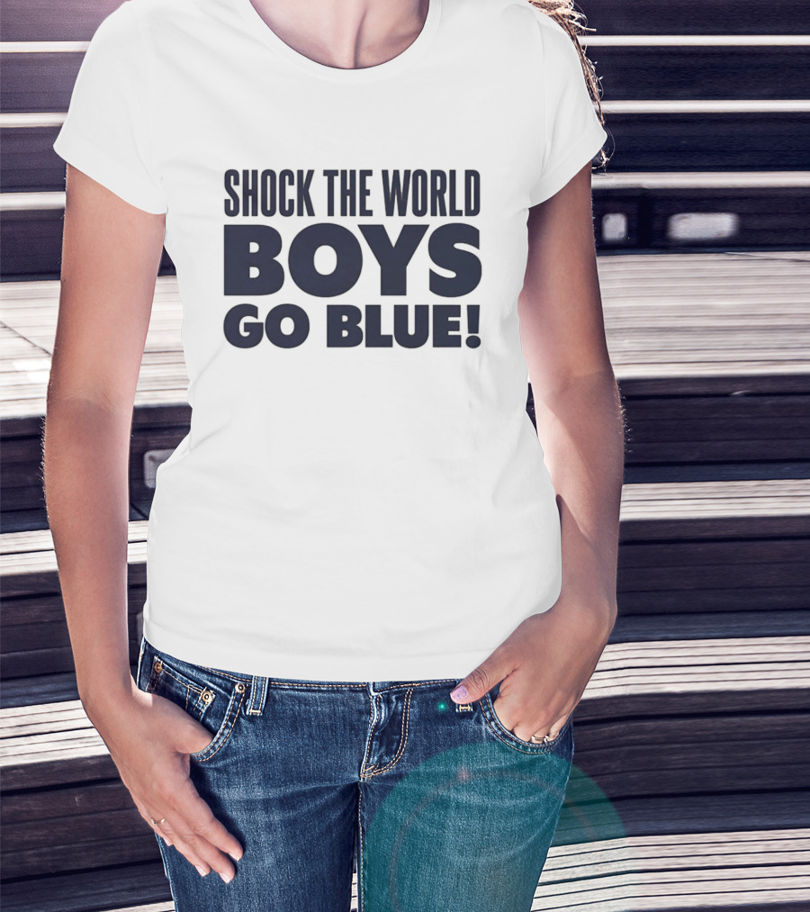 Shock The World Michigan Men's Basketball Boys Go Blue T-Shirt