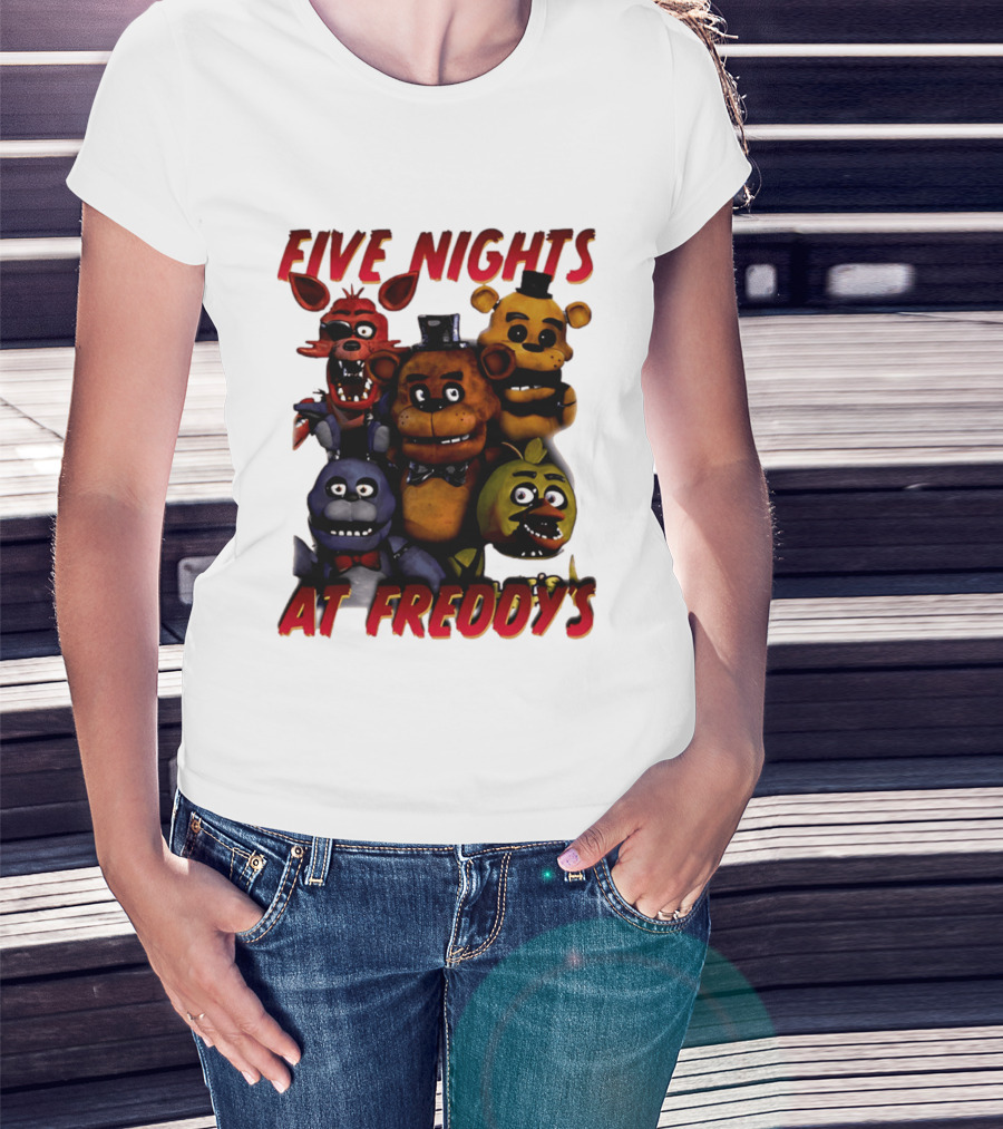 Five Nights At Freddy's Cartoon Characters Freddy Bonnie Chica Foxy T-Shirt