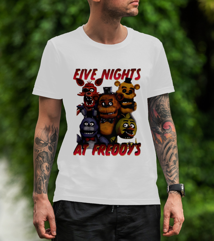 Five Nights At Freddy's Cartoon Characters Freddy Bonnie Chica Foxy T-Shirt