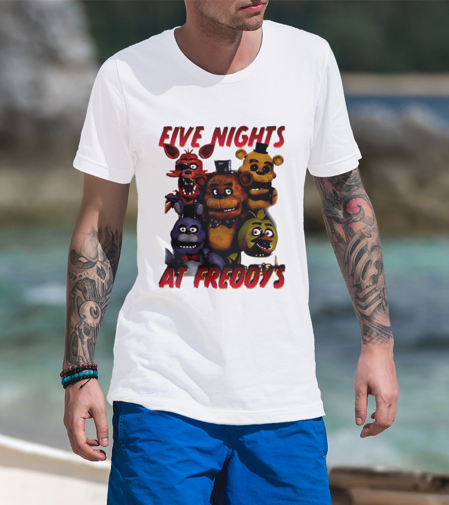 Five Nights At Freddy's Cartoon Characters Freddy Bonnie Chica Foxy T-Shirt
