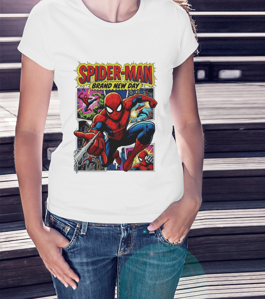 Spider Man Brand New Day Collage Marvel Comic Adventure T-Shirt