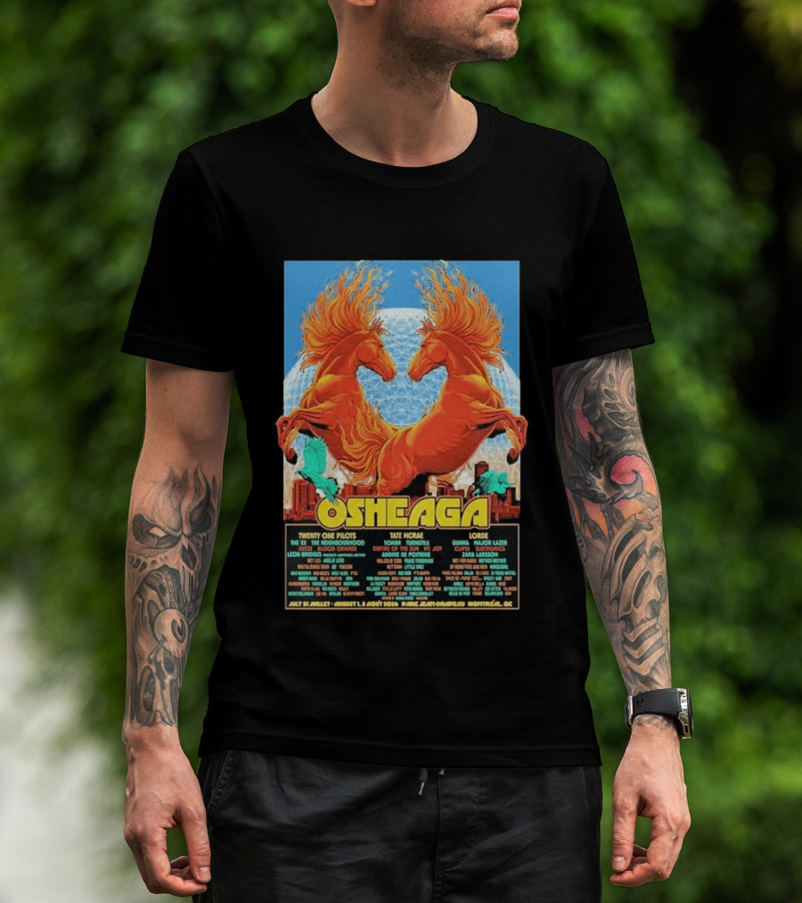 19th Annual Osheaga Music And Arts Festival July 31 To August 2 2026 Headliners Twenty One Pilots Tate McRae Lorde Parc Jean Drapeau Montreal Canada T-Shirt