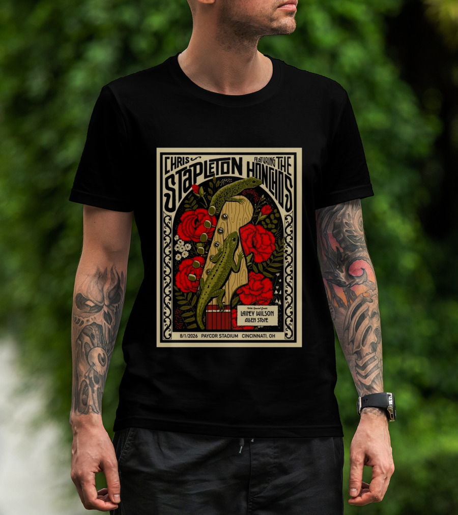 Chris Stapleton Featuring The Honchos Lainey Wilson Allen Stone Cincinnati 2026 Paycor Stadium August 1 T-Shirt