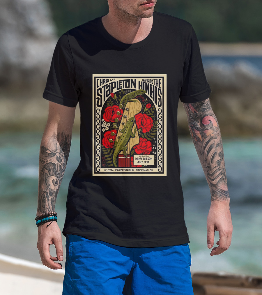 Chris Stapleton Featuring The Honchos Lainey Wilson Allen Stone Cincinnati 2026 Paycor Stadium August 1 T-Shirt