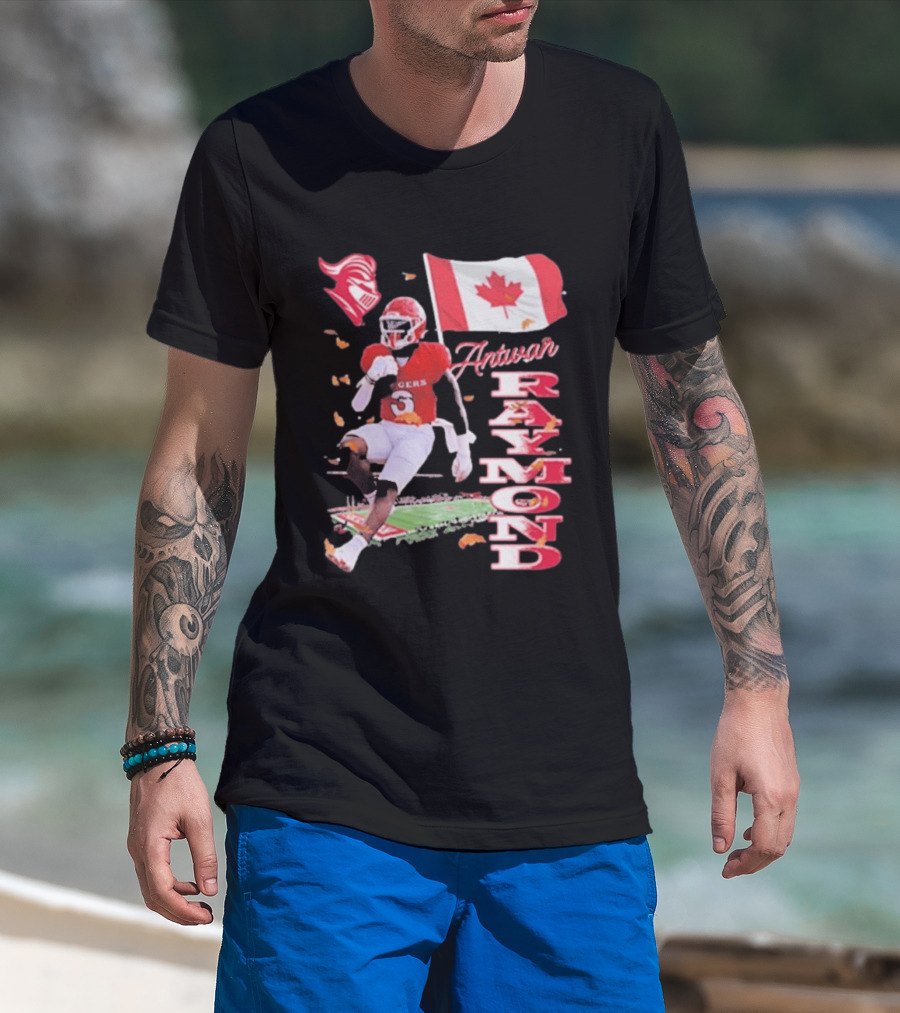 Antwan Raymond Rutgers Scarlet Knights Canadian Flag Football T-Shirt