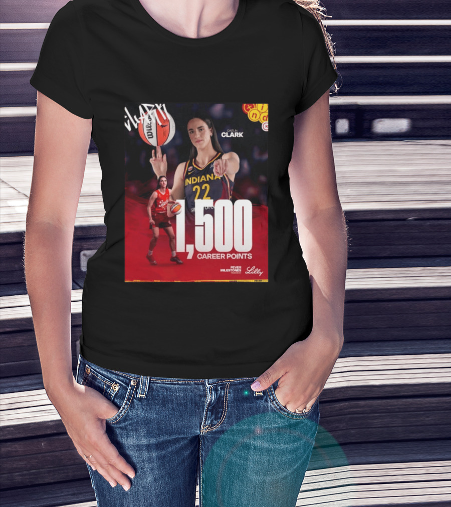 Caitlin Clark Indiana Fever 1500 Career Points Milestone Celebration WNBA Fever Milestones T-Shirt