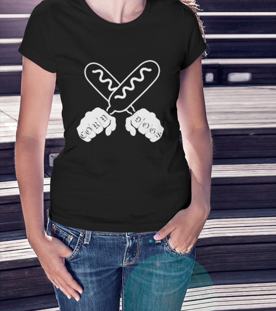 Corndog Knuckles Fun Novelty Design With Crossed Snacks And Fists T-Shirt