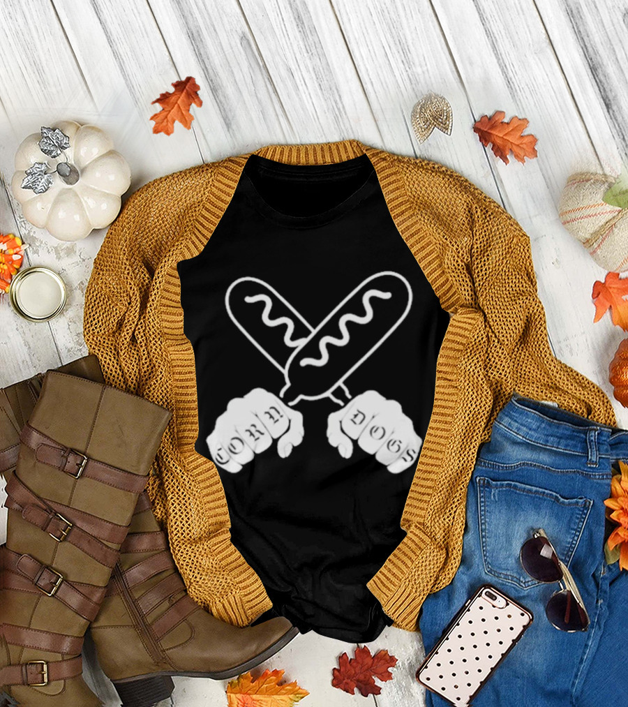Corndog Knuckles Fun Novelty Design With Crossed Snacks And Fists T-Shirt