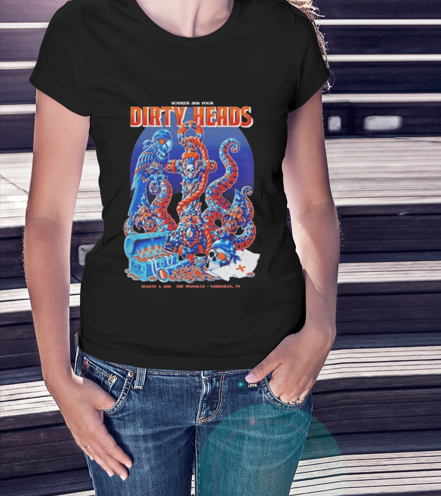 Dirty Heads Summer 2026 Tour Nashville TN August 1 Skeletons And Octopus T-Shirt